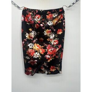 Skies are Blue Womens Satin Floral Elegant Midi Skirt M NWT